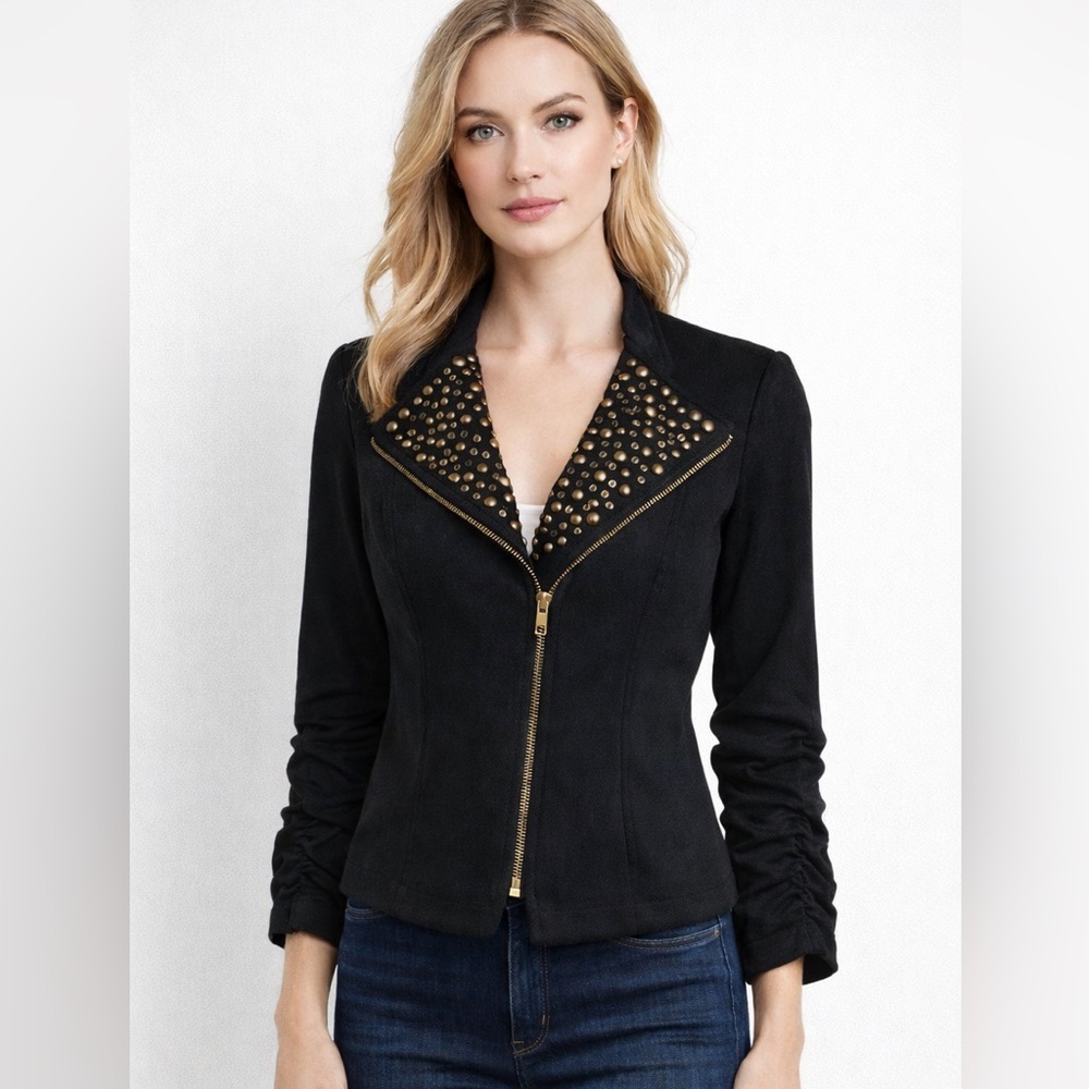 Vintage Womens short jacket blazer studded collar Sz S